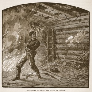 The Capture of Booth, the Slayer of Lincoln, fra en bogpub. 1896